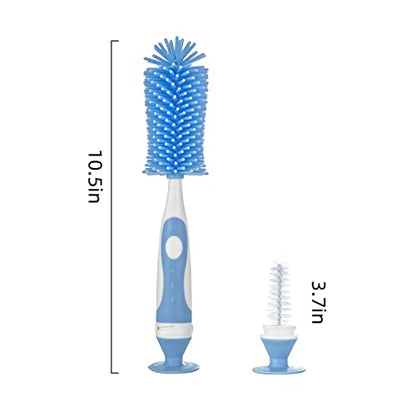 Chemimoso Multifunctional Cleaning Brush, Baby Bottle Brush, Bottle Brush Cleaner, Rotate The Suction Cup to Obtain The Small Bristle Brushes, Set Z, Blue, Silicone and Nylon Brush - color: Blue 1