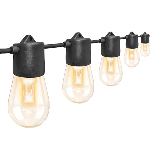 GANA 12V Low Voltage & Safe LED Outdoor String Lights,48FT 15 Shatterproof Bulbs, 2200K Warm White Pergola Lights for Your House's, Garden, Fence, Porch,Balcony,and Bistro - size: 48FT-Warm White