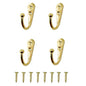 4 Pcs Wall Mounted Hooks for Bedroom,Bathroom,Kitchen,and Cabinet Hangers (with 8 Screws)-Gold - color: Gold