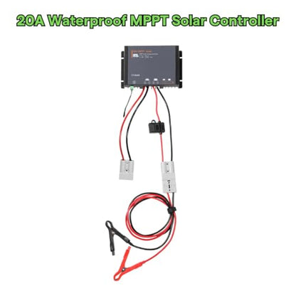 LENSUNSOLAR 300W 12V Portable Solar Panel Blanket with Anderson Connectors for Solar Generator Power Station, Lightweight, with 20A MPPT Charger Controller - size: 300W+MPPT
