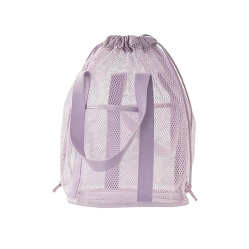 Portable Mesh Shower Caddy with Drawstring Pockets - Hanging Toiletry Bag for College Dorms, Travel, Gym & Camping, Quick-Dry Bathroom Organizer for Beach, Swimming, Essential Shower Tote (Purple) - color: Purple