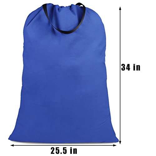Cotton Canvas Laundry Bag with Handles & Drawstring Straps, Heavy Duty Extra Large Laundry Bags for Laundromat and Household, 25.5x34 Inch, Royal Blue - color: Royal Blue
