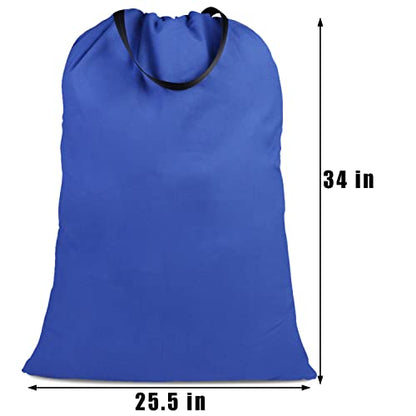 Cotton Canvas Laundry Bag with Handles & Drawstring Straps, Heavy Duty Extra Large Laundry Bags for Laundromat and Household, 25.5x34 Inch, Royal Blue - color: Royal Blue