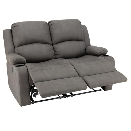 Camper Comfort 58" Wall Hugger Reclining RV Theater Seats | Double Recliner RV Sofa | RV Couch | Wall Hugger Recliner | RV Theater Seating | RV Furniture (Manual, Slate) - color: Slate, style: Manual