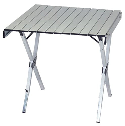 Rio Brands Compact Expandable Outdoor and Camping Aluminum Roll-Top Heat Dissipating Picnic Table, Silver, 2 in 1