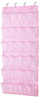MISSLO Over The Door Shoe Organizer 24 Large Mesh Pockets (Pink) - color: Pink