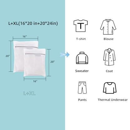 GOGOODA Mesh Laundry Bags for Delicates Durable Protective Wash Bags for Clothes, Multi-Size Washing Bag Set, 4PCS （2L,2XL） - size: 2L, 2XL