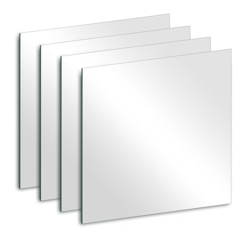 Glass Square Mirror for Wall Decor, 8 x 8 x 4Pcs Frameless Wall Mirror Sheets with 2-Sided Tapes for Bedroom, Bedroom, Vanity, Home Gym, Over Sink, Door, Table Centerpieces, Wall Decor - size: 8" x 8"