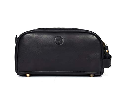 Leather Toiletry Travel Pouch Leather Waterproof Dopp Kit By Aaron Leather Goods - color: Carob