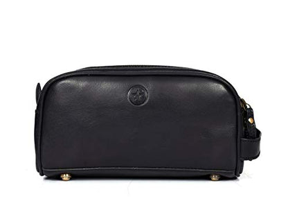 Leather Toiletry Travel Pouch Leather Waterproof Dopp Kit By Aaron Leather Goods - color: Carob