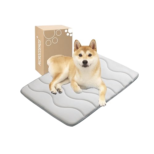 MICROCOSMOS 0.8" Thick Cooling Dog Foam Pad & Summer Pet Sleeping Mat, Machine Washable, Materials Safe, Portable Flat Pet Bed for Dogs.(Grey, 24" x 18") - color: Gray, size: 24"L x 18"W x 0.8"Th