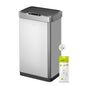 EKO Mirage-T 50 Liter / 13.2 Gallon Touchless Rectangular Motion Sensor Trash Can, Brushed Stainless Steel Finish - size: Mirage 50L - Stainless Steel