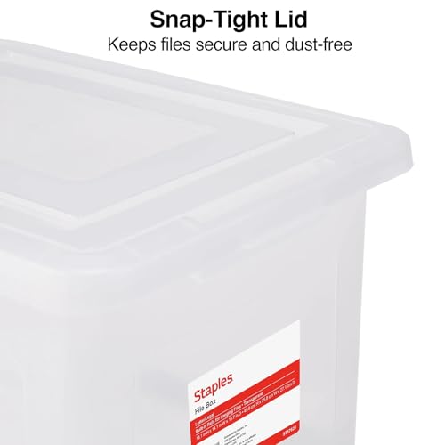STAPLES File Box Plastic File Box Snap, Letter/Legal Size, Clear, 2/Pack - color: Clear, size: 2 Pack, style: Box (Snap Lid)