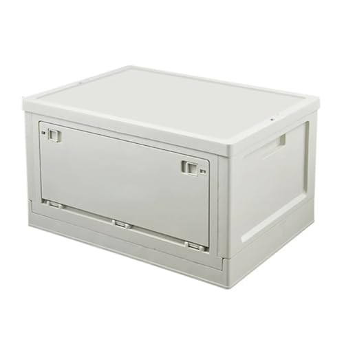 Foldable Plastic Storage Box, Camping Gear Storage Bins, Stackable Organizer for Bedroom, Living Room, And Car Trunk(Beige Without Wooden Lid,XL) - color: Beige Without Wooden Lid, size: XL