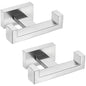 Angle Simple Bathroom Double Hook 2 PCS, SUS304 Stainless Steel Hand Towel Holder, Bath Towel Hanger, Modern Robe Hook for Wall, Brushed Nickel - color: Brushed Nickel, size: 2 Pack