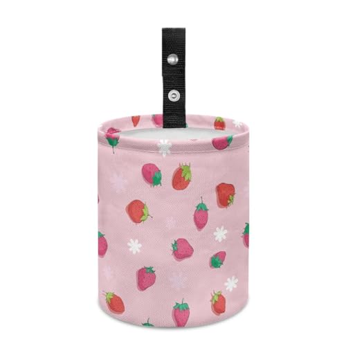 Renewold Car Trash Can for Most SUV Sedan Truck Van Car Trash Bag Bin Pink Red Strawberry Hanging Automotive Garbage Cans Vehicle Trash Storage Bag for Camping Picnic Trip Beach Waterproof - color: Pink Red Strawberry