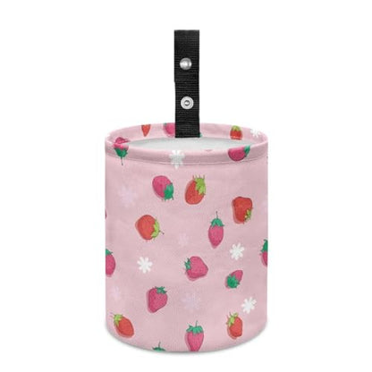 Renewold Car Trash Can for Most SUV Sedan Truck Van Car Trash Bag Bin Pink Red Strawberry Hanging Automotive Garbage Cans Vehicle Trash Storage Bag for Camping Picnic Trip Beach Waterproof - color: Pink Red Strawberry