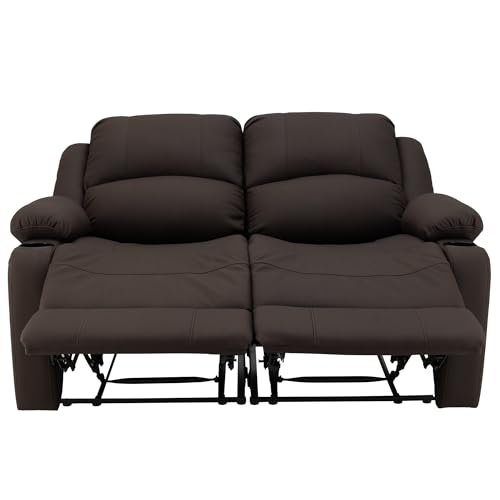 Camper Comfort 58" Wall Hugger Reclining RV Theater Seats | Double Recliner RV Sofa | RV Couch | Wall Hugger Recliner | RV Theater Seating | RV Furniture (Manual, Chocolate) - color: Chocolate, style: Manual