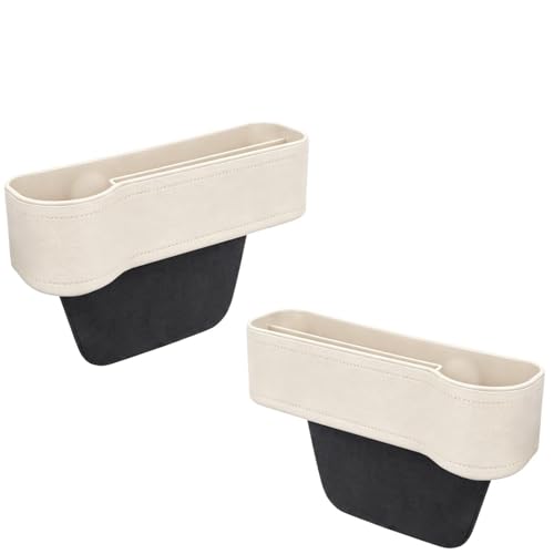 Car Seat Gap Filler Organizer, Automotive Front Seat Storage with Car Cup Holder, Multifunctional Car Seat Organizer, Sunglasses, Auto Console Side Storage Box (Beige, 1 Set) - color: Beige, size: 1 set
