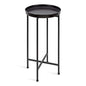 Kate and Laurel Celia Round Metal Foldable Accent Table with Tray Top, Black - color: Black