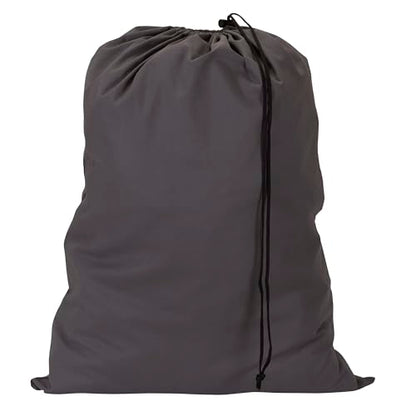 Household Essentials Cotton Laundry Bag with Drawstring Closure, Gray - style: Grey