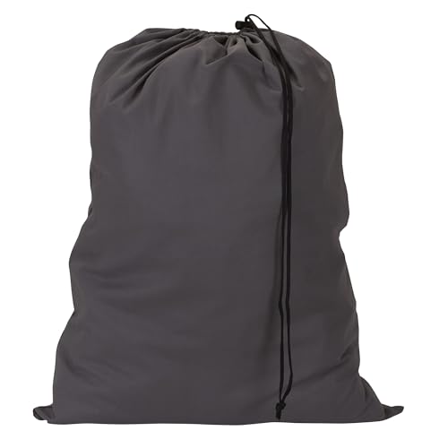 Household Essentials Cotton Laundry Bag with Drawstring Closure, Gray - style: Grey