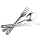 SE 4-in-1 Detachable Stainless Steel Utensil Set - Spoon, Fork, Knife, Bottle Opener - 6.5" Length, Compact for Camping, Hiking, Travel - Includes Clear Pouch - KC7043FSK