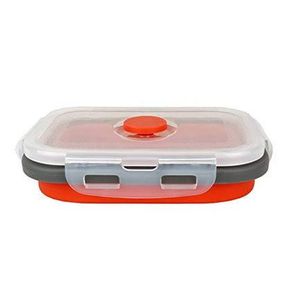CARTINTS Set of 3 Collapsible Food Storage Containers Collapsible Silicone Bowls, Silicone Lunch Containers with Airtight Lids, Microwave and Freezer Safe, 500ml - color: blue+red+green