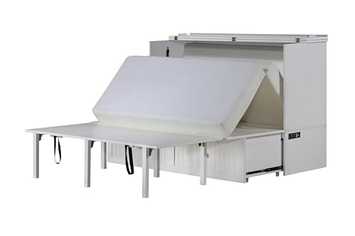 Mega Solutions Murphybedz Tuscany Murphy Cabinet Chest Bed with Charging Station 6 Inch (White, Queen) - color: White, size: Queen (U.S. Standard)