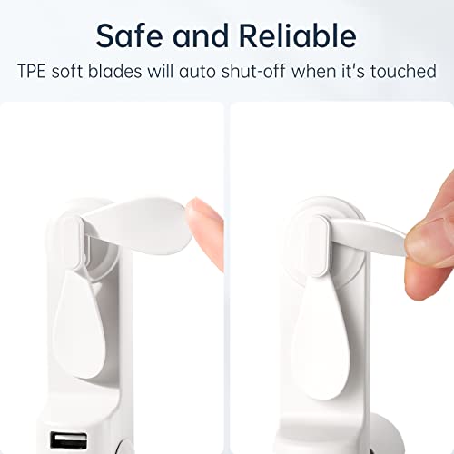 JISULIFE Portable Handheld Fan, Mini Personal 3-In-1 with Power Bank&Flashlight, 12-19 Hrs USB Rechargeable Battery Pocket Fan for Travel/Summer/Vacation/Concert, Essential Gifts for Men/Women-White - color: White