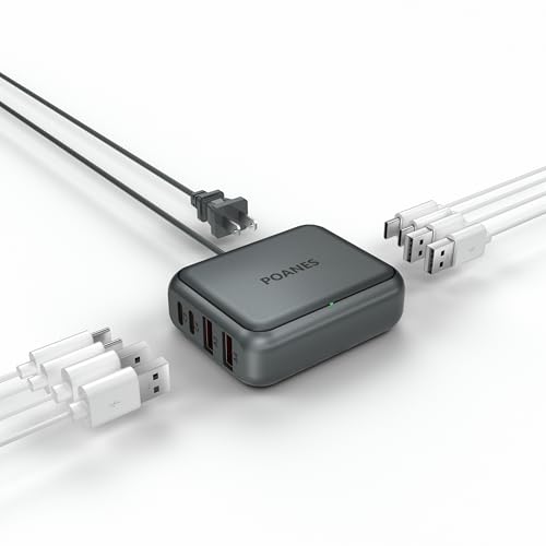 8-Port USB Charger, Multi-Port Travel USB C Charger, Mini Charging Station with USB C and USB A Ports, Charging Station Block for Traveling, Camping Compatible with Phone, Earbud (Dark Gray) - color: Dark Gray