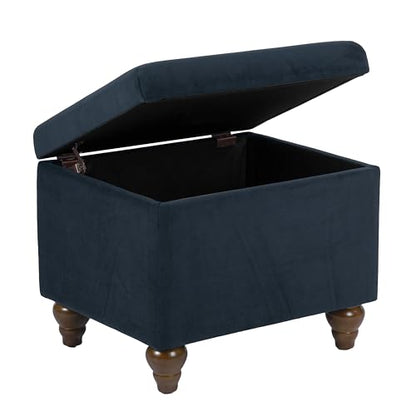 HomePop 22" Medium Rectangular Storage Ottoman - Blue Velvet - color: Blue Velvet
