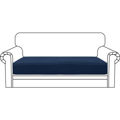 ZNSAYOTX Stretch Cushion Covers Sofa Loveseat Cushion Couch Seat Covers Slipcovers Soft Replacement Unique Pattern Furniture Protector with Elastic Bottom (Navy, 1 Pc 2-Seat Cushion Cover) - color: Navy Blue, size: 1 Cushion Loveseat