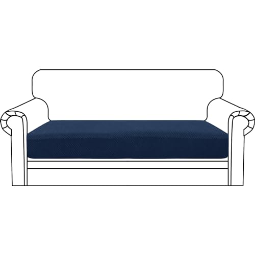 ZNSAYOTX Stretch Cushion Covers Sofa Loveseat Cushion Couch Seat Covers Slipcovers Soft Replacement Unique Pattern Furniture Protector with Elastic Bottom (Navy, 1 Pc 2-Seat Cushion Cover) - color: Navy Blue, size: 1 Cushion Loveseat