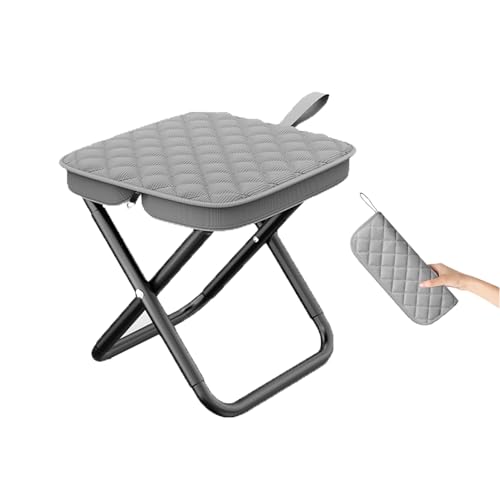 Folding Backpack Stool, Portable Seat for Camping & Fishing | Reinforced Support Structure, Comfortable Sitting Experience, Fast Setup, Picnic & BBQ Ready, Lightweight Build - color: Grey