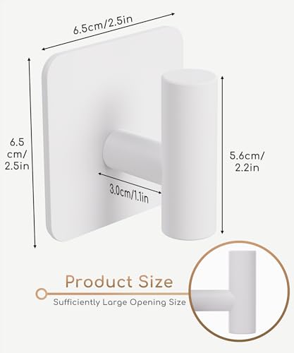 Aikzik 4 Pack Large Heavy Duty Wall Hooks - 26lb Max, Stainless Steel Adhesive Towel Hook, Shower Hooks for Hanging Towel, Coat, Robe, Wall Hook for Use in Bathroom, Kitchen and Door, White - color: White