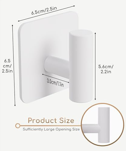 Aikzik 4 Pack Large Heavy Duty Wall Hooks - 26lb Max, Stainless Steel Adhesive Towel Hook, Shower Hooks for Hanging Towel, Coat, Robe, Wall Hook for Use in Bathroom, Kitchen and Door, White - color: White