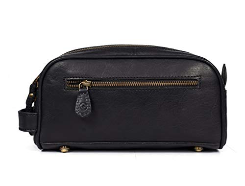 Leather Toiletry Travel Pouch Leather Waterproof Dopp Kit By Aaron Leather Goods - color: Carob