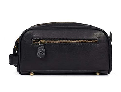 Leather Toiletry Travel Pouch Leather Waterproof Dopp Kit By Aaron Leather Goods - color: Carob