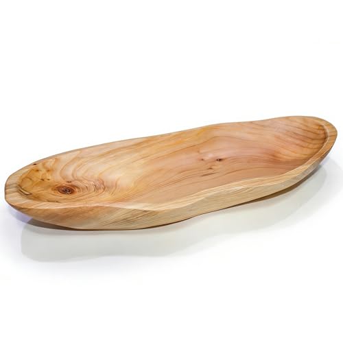 BTEOBFY 15-Inch Wavy Wooden Fruit Bowl - Handcrafted Solid Wood Decorative Basket for Kitchen Countertop - Large Rustic Dough Bowl Centerpiece, Natural Driftwood Decor for Bread & Snacks - size: 15.5 INCH