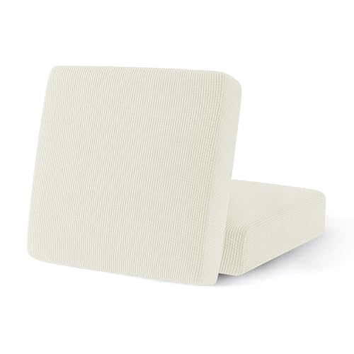 SUBRTEX Stretch Cushion Covers Couch Cushion Slipcovers RV Seat Covers Chair Loveseat Sofa Cushion Protector Spandex Elastic Furniture Protector for Seat (2 Packs, Off-White) - color: Off-white, size: 2 pieces