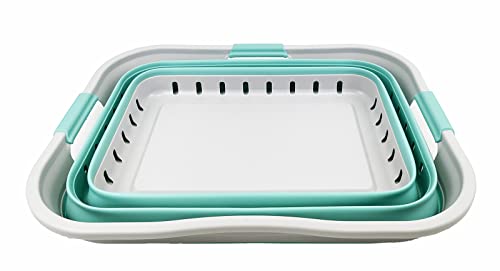 SAMMART 42L (11 gallon) Collapsible Plastic Laundry Basket - Foldable Pop Up Storage Container/Organizer - Portable Washing Tub - Space Saving Hamper/Basket (Grey/Pine) - color: Grey/Pine