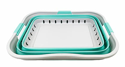 SAMMART 42L (11 gallon) Collapsible Plastic Laundry Basket - Foldable Pop Up Storage Container/Organizer - Portable Washing Tub - Space Saving Hamper/Basket (Grey/Pine) - color: Grey/Pine