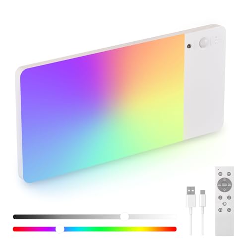 FULEN Rechargeable Motion Sensor Ceiling Light RGB Color,Closet Light, LED Shower Lights, Ceiling Lamp for Bathroom,Pantry,Garage - color: White-RGB, size: 1 Pack