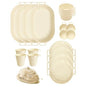 Dinnerware Set for 4, 21-Piece Unbreakable Plates and Bowls Set with Mesh Bag, Cups, Sauce Dishes and Serving Platters, Lightweight Outdoor Dish Set for Picnic, RV, Patio, BBQ, Cream White - color: Cream White