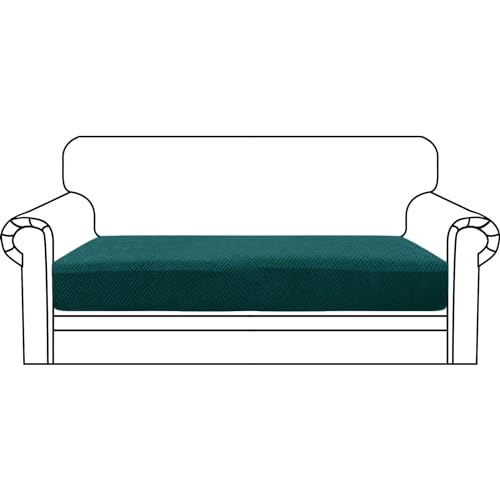 ZNSAYOTX Stretch Cushion Covers Sofa Loveseat Cushion Couch Seat Covers Slipcovers Soft Replacement Unique Pattern Furniture Protector with Elastic Bottom (Blackish Green, 1 Pc 2-Seat Cushion Cover) - color: Blackish Green, size: 1 Cushion Loveseat