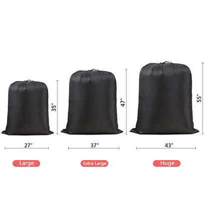 Extra Large Laundry & Storage Bag (Black, 43"x55" - 2 Pack) | Lightweight, Dust & Moisture. Ideal for Blankets, Clothes, Pillows & Cushions for Moving, Dorms, Travel & Camping - size: 43"x55" - 2 Pack