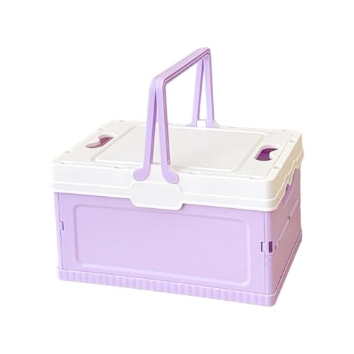 Folding Container with Lid for Camping Home Use Outdoor Gear Storage Organiser for Small Spaces Home Storage Organiser - color: Purple, size: S
