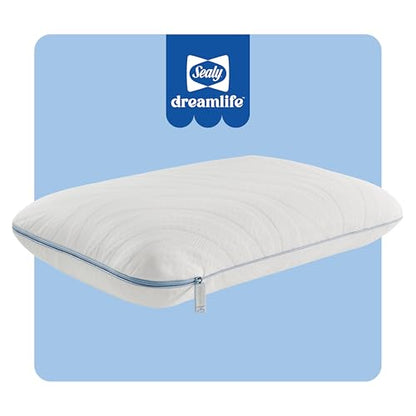 Sealy Dreamlife King Size Memory Foam Cooling Pillow with Surface Guard Technology, Removable Machine-Washable Cover, 1 Year Limited Warranty, White - size: King, style: 1 pack