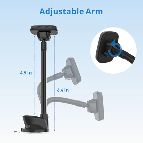 APPS2Car Magnetic Car Phone Holder Mount [6 Strong Magnets], Cell Phone Holder Car [Suction Cup], Phone Car Holder Mount [Windshield Dashboard] fit for Most Smartphones